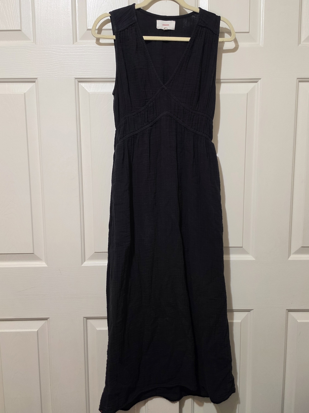 Xirena Arwen Dress Womens S Black Lightweight Cotton Gauze Empire Midi